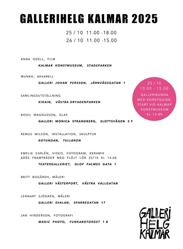 Gallerihelg i Kalmar 25-26 oktober